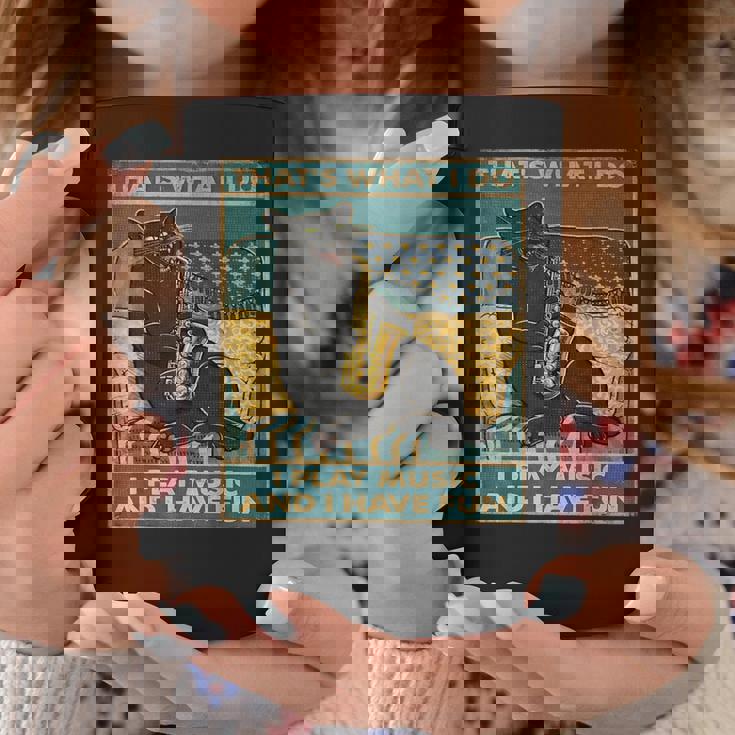 面白い レトロ 猫 演奏 サックス ヴィンテージ 音楽 コーヒーマグ 面白い贈り物