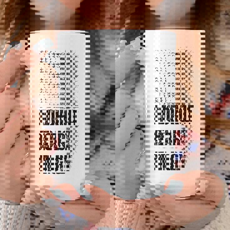 I Workout Because I'm Ugly Gym Fitness I Workout On Back Coffee Mug Unique Gifts