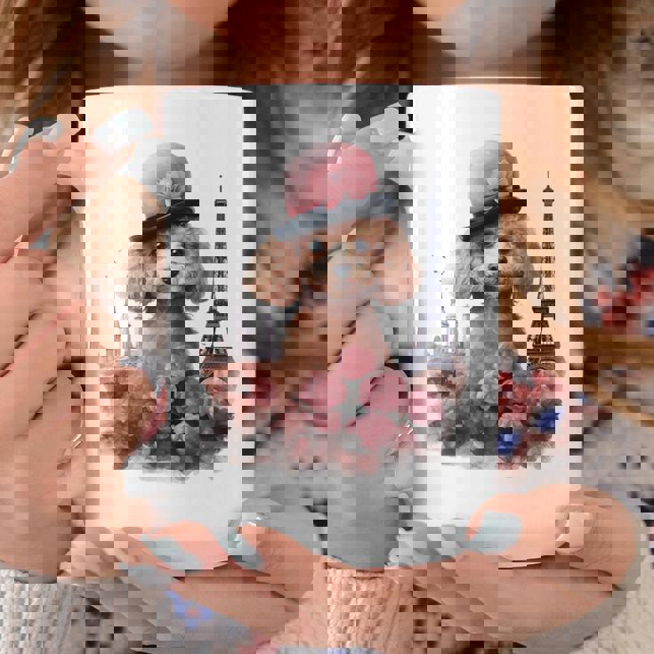 かわいい フランス パリ エッフェル塔 トイプードル パリジャンプードル 長袖tシャツ コーヒーマグ 面白い贈り物