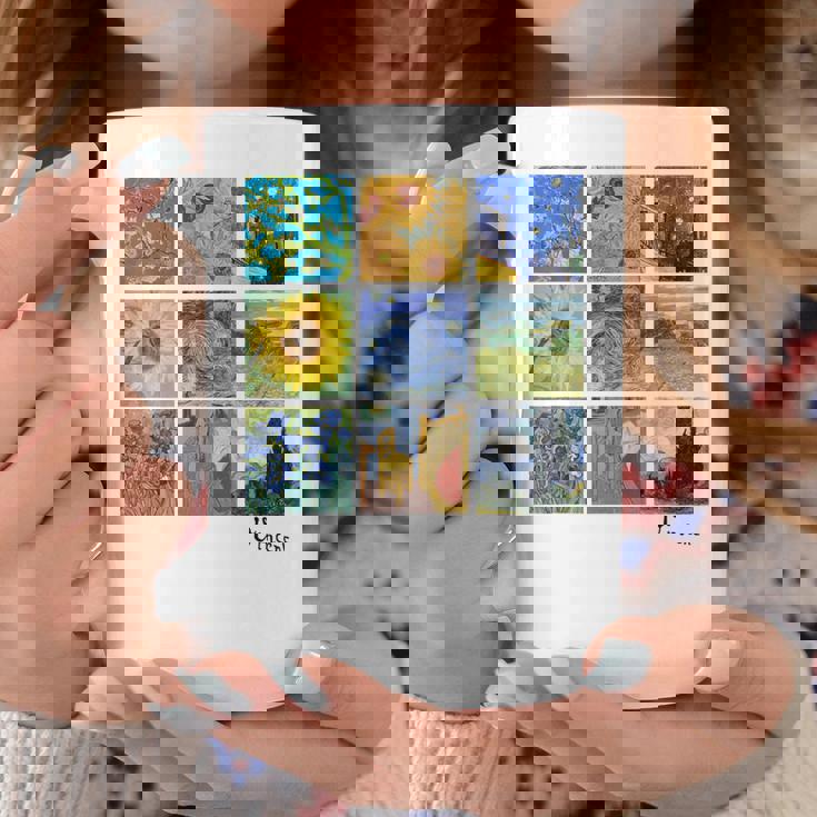 ひまわりと星月夜のゴッホ絵画コラージュ コーヒーマグ 面白い贈り物