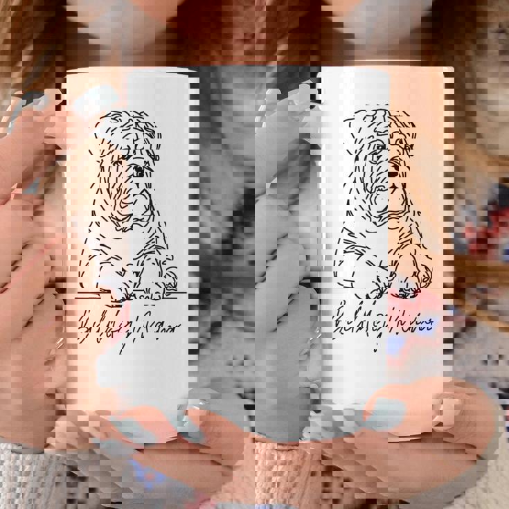 イングリッシュブルドッグ ママ ブルドッグ ママ キュート ラインアート 犬 アーティスティック コーヒーマグ 面白い贈り物