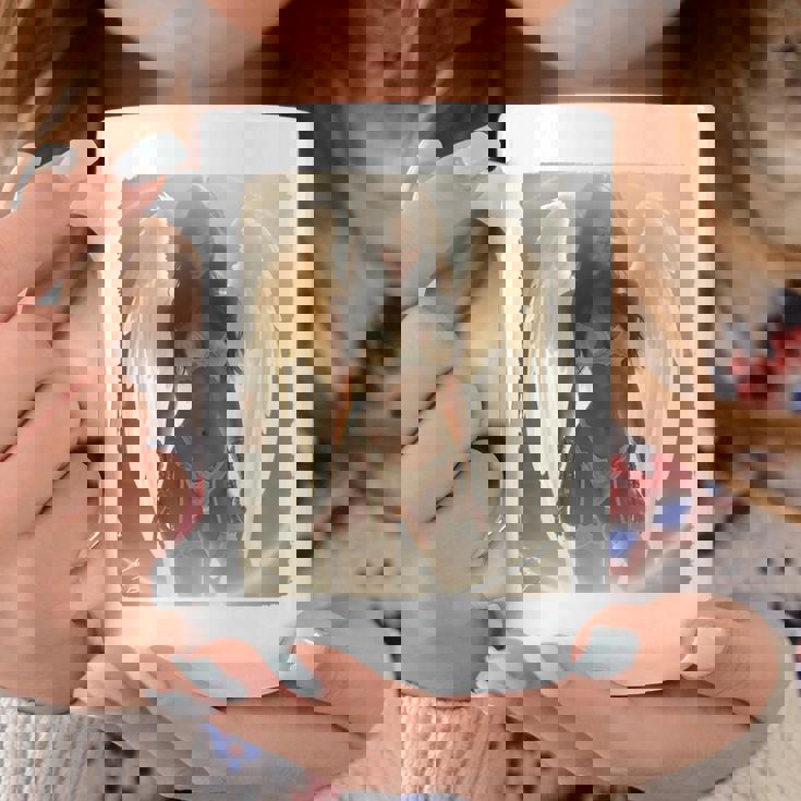 バックプリントtシャツ セクシーなブルネットエンジェルピンナップガール 長袖tシャツ コーヒーマグ 面白い贈り物