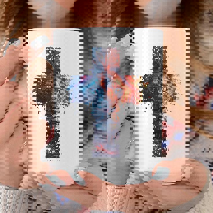 ユダのライオン、イエス・キリストの十字架、キリスト教信仰のグラフィック。 コーヒーマグ 面白い贈り物