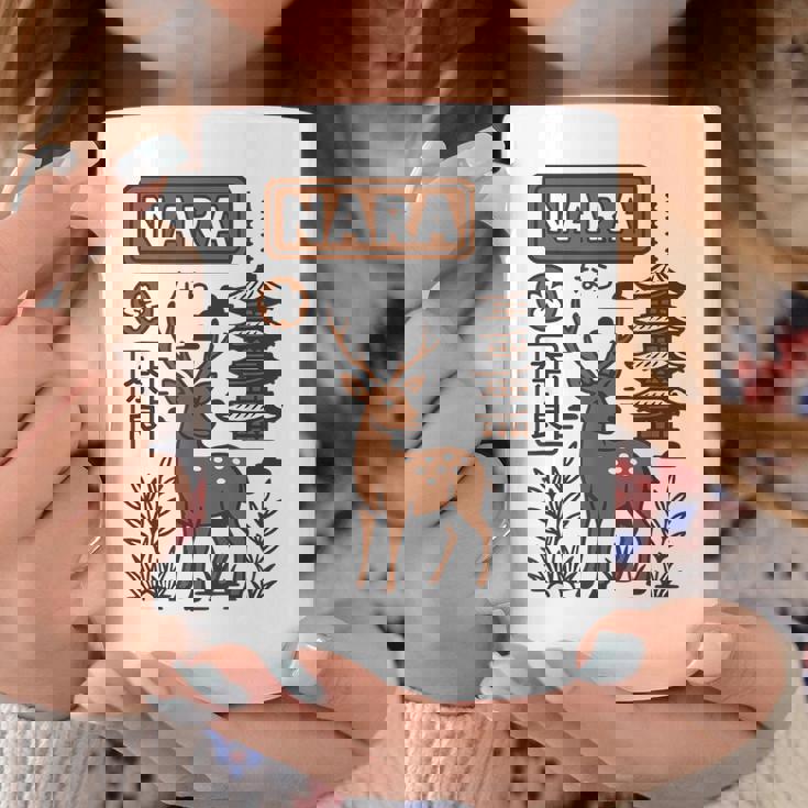 奈良 日本 鹿 日本語タイポグラフィ 漢字 自然 旅行 コーヒーマグ 面白い贈り物