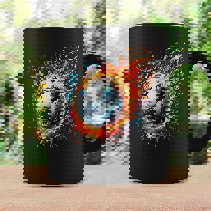 Flaming Soccer Ball On Fire Colorful Splash Sports Lover Fan Coffee Mug Gifts ideas Flaming Soccer Ball On Fire Colorful Splash Sports Lover Fan Coffee Mug Gifts ideas