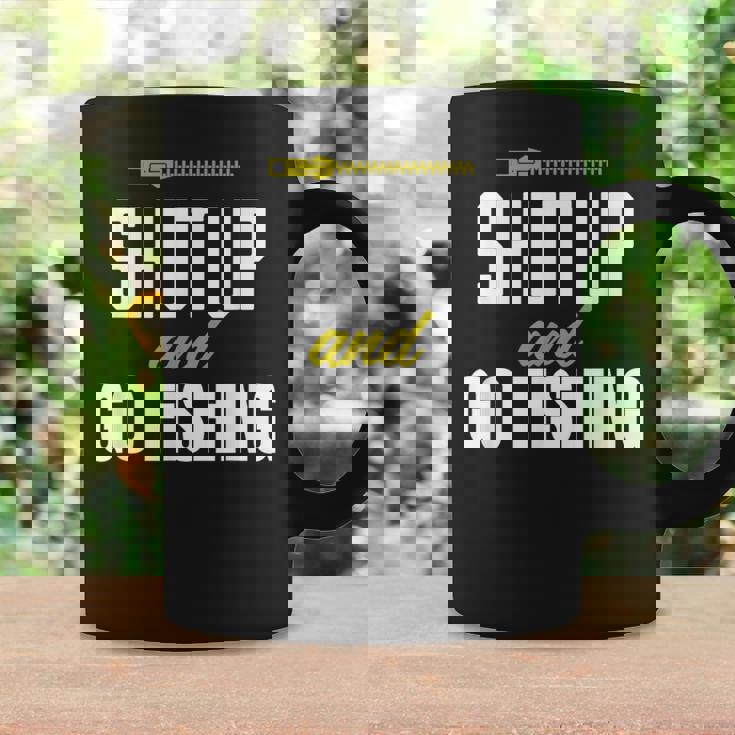 hut Up And Go Fishing Fisher Lover Fish Fishing コーヒーマグ ギフトのアイデア