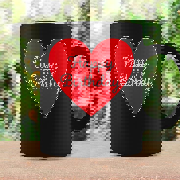 Happy Birthday ハッピーバースデー（お誕生日）ビッグハート サプライズイベント かわいい文字 デザイン コーヒーマグ ギフトのアイデア