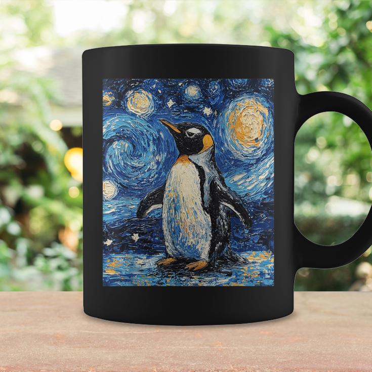 Penguin Bird Van Gogh Style Starry Night Coffee Mug | Mazezy