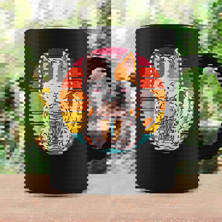 かわいい猫 ボバ ティーバブル アニメ 日本猫 女の子 ティーン コーヒーマグ ギフトのアイデア