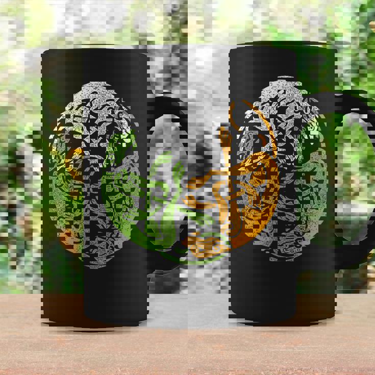 アイルランドデザイン ケルト犬＆旗トリコロールアイルランド コーヒーマグ ギフトのアイデア