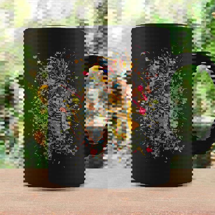 アメリカ先住民のココペリ カラフルスプラッシュ4 ファンの楽しみ コーヒーマグ ギフトのアイデア