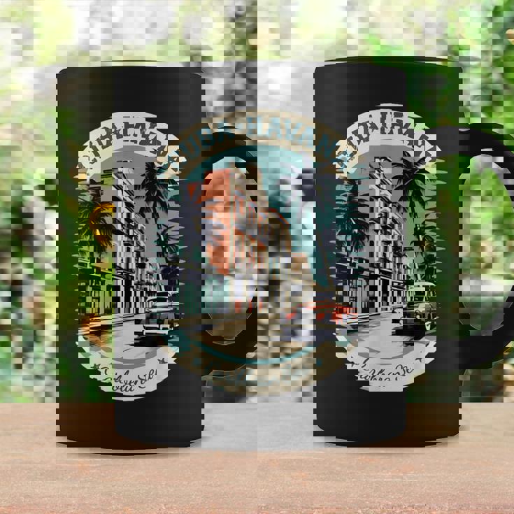 キューバ ハバナ レトロ 車 ヴィンテージ カリブ海のヤシの木 コーヒーマグ ギフトのアイデア