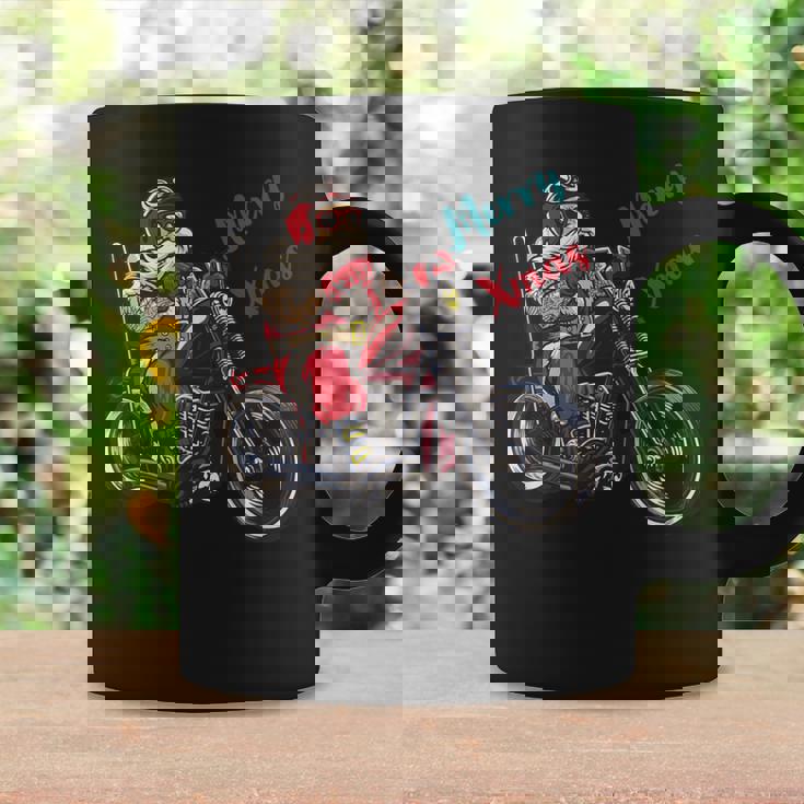 サンタクロース 面白い バイク イラスト メリー クリスマス パロディ イラスト コーヒーマグ ギフトのアイデア