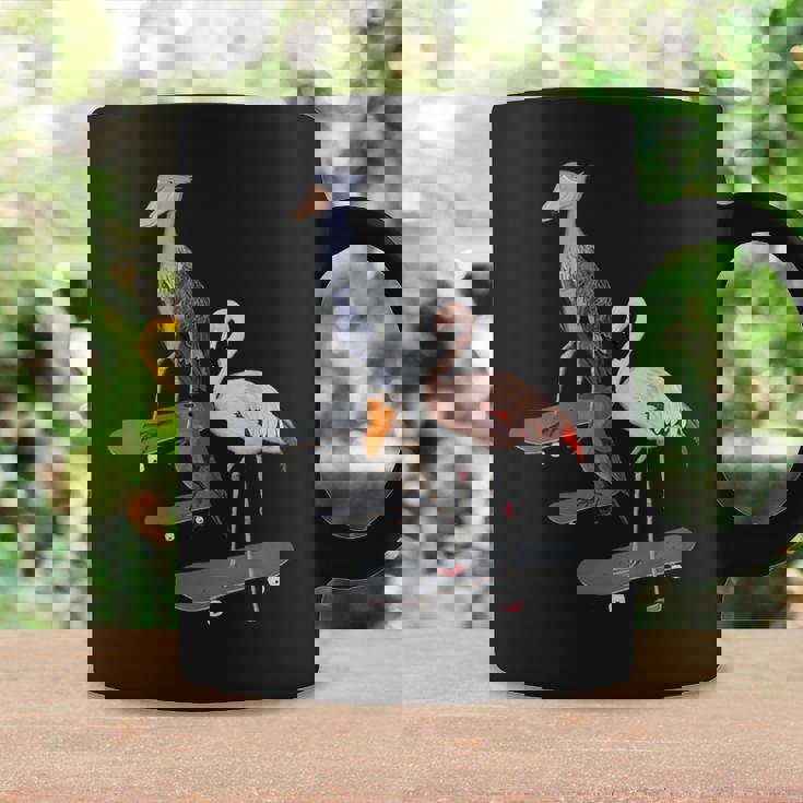 ハシビロコウ フラミンゴ スケートボード 鳥 動物 図 バードウォッチング 贈り物 鳥類学者 生物学者 自然科学 コーヒーマグ ギフトのアイデア