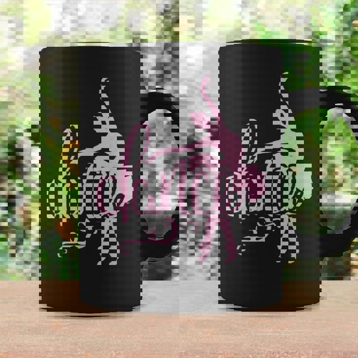 ピンクのバレエダンサー、スクリプトダンスレタリングデザイン。 コーヒーマグ ギフトのアイデア