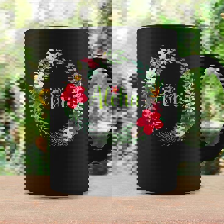 フラダンス フラ レッスン用 アロハ トロピカル ハワイ ハイビスカス かわいい 人気 プルメリア ハワイアン 黒 夏 コーヒーマグ ギフトのアイデア