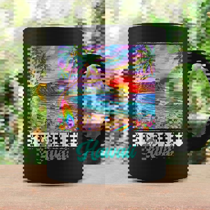 ホノルル ハワイ ハワイアン 波 ビーチ 夏 サーフィン レトロ コーヒーマグ ギフトのアイデア