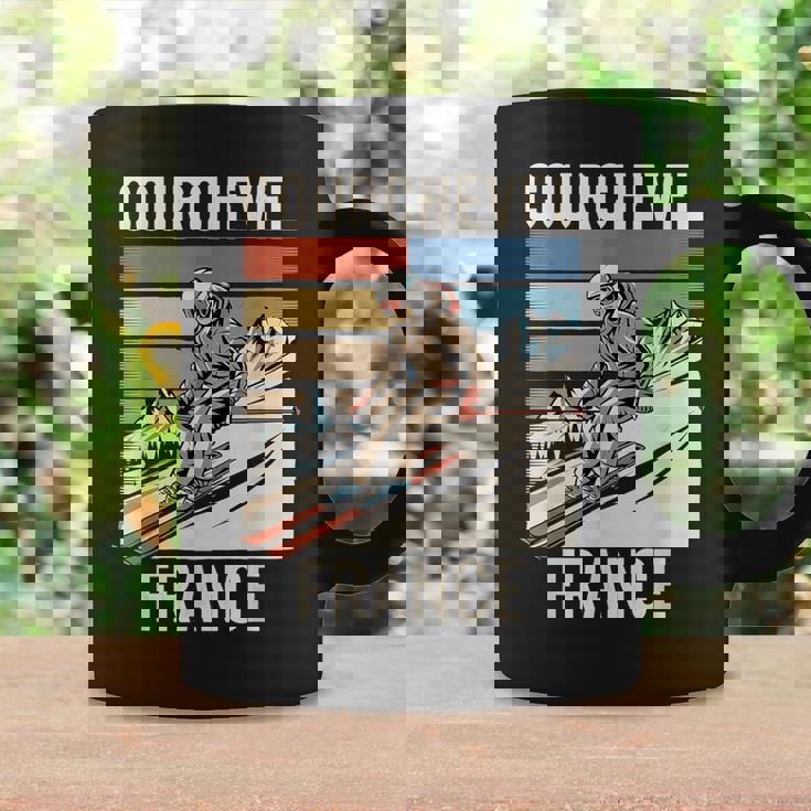 レトロ スキー クールシュベル フランス フランス スキー リゾート 楽しい コーヒーマグ ギフトのアイデア