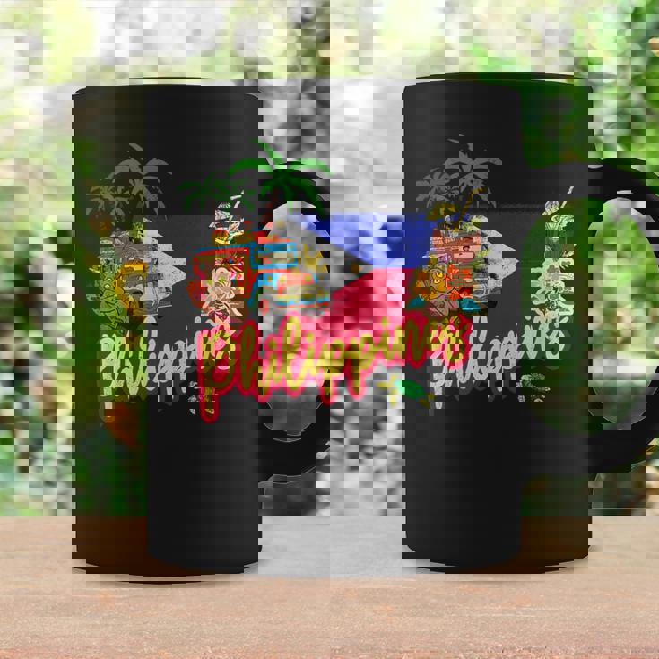 旗のヤシの木のお土産とフィリピンのヴィンテージメガネザル コーヒーマグ ギフトのアイデア