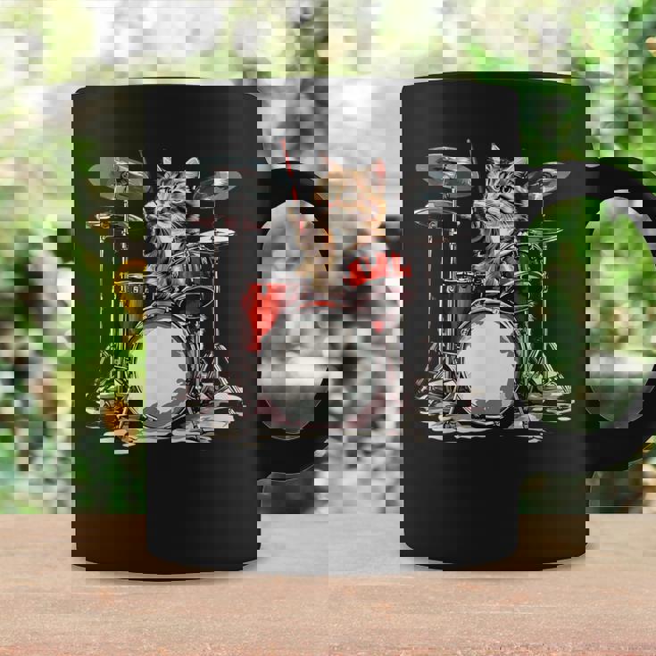 猫太鼓ドラムスティックかわいい猫と音楽 コーヒーマグ ギフトのアイデア