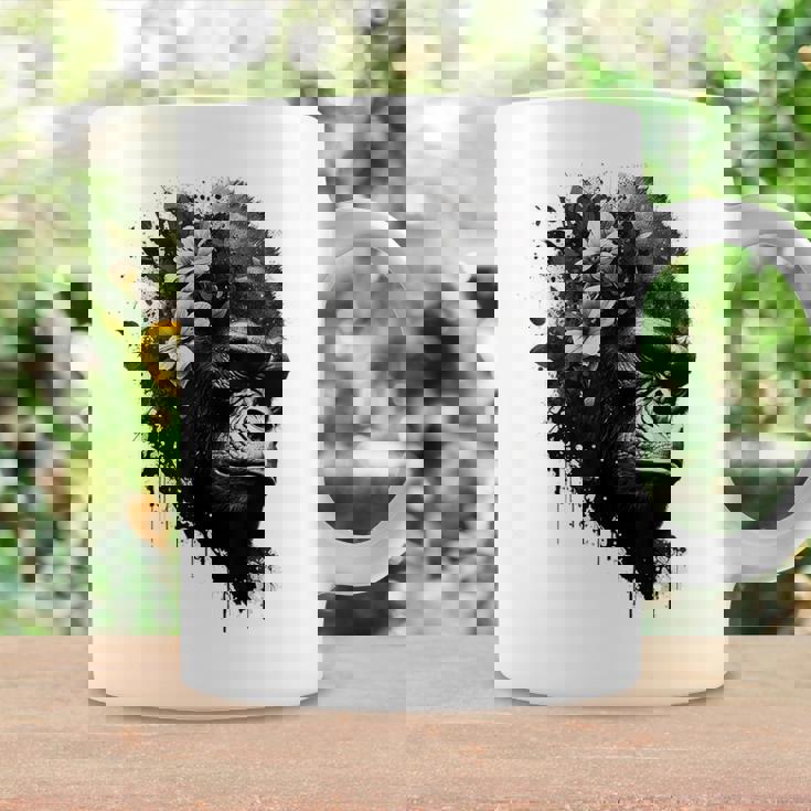 Gorilla Flowers モンキーアニマルプリントアート ゴリラ コーヒーマグ ギフトのアイデア