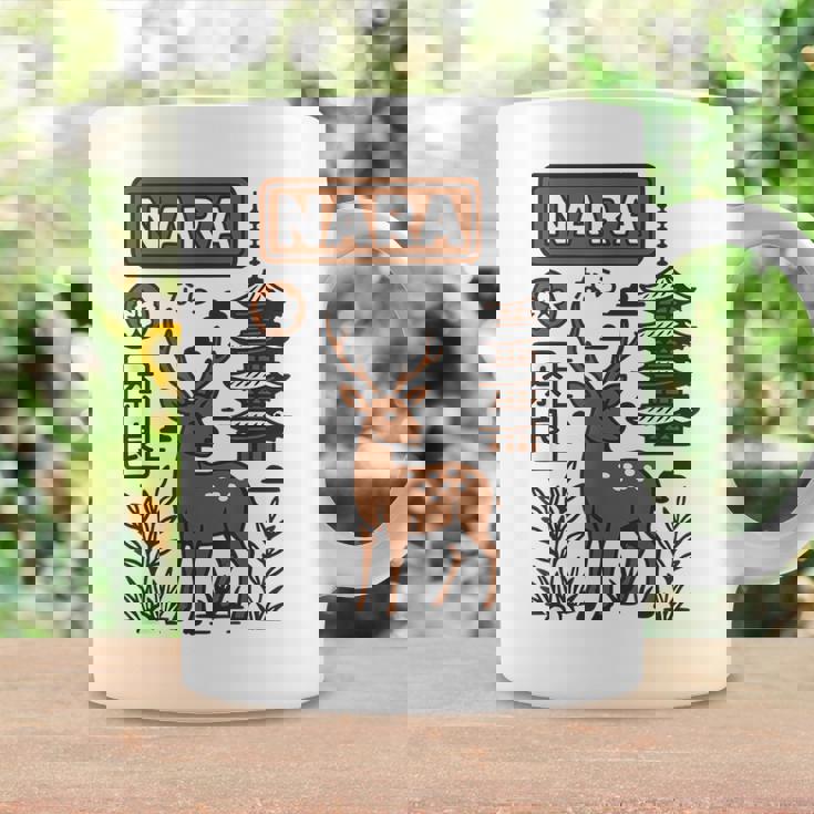 奈良 日本 鹿 日本語タイポグラフィ 漢字 自然 旅行 コーヒーマグ ギフトのアイデア