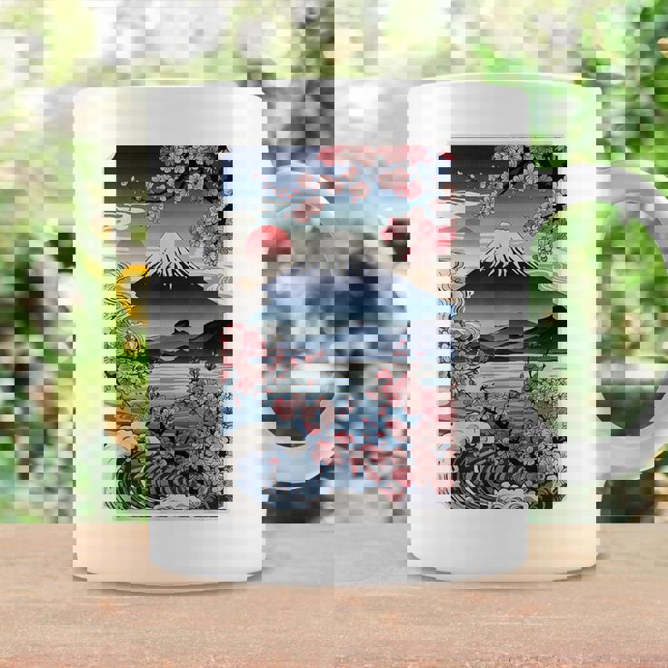 日本の桜庭 芸者 富士山 桜 木 コーヒーマグ ギフトのアイデア