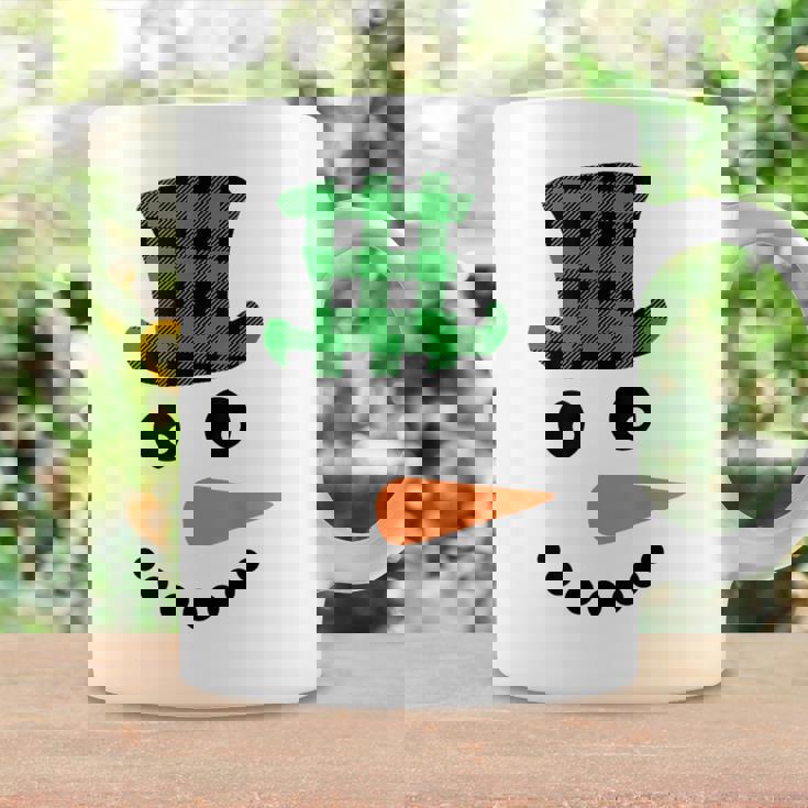 雪だるま 顔 にんじん鼻 クリスマス 冬 格子柄 サンタハット コーヒーマグ ギフトのアイデア