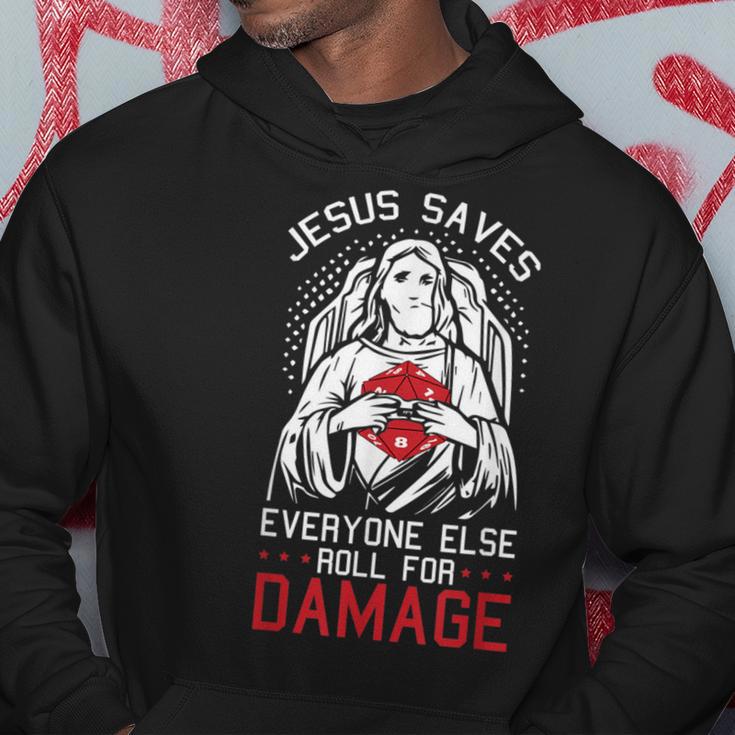 Jesusaves Everyone Else Roll For Damage Jeu De Rpg De Noël Sweat à capuche Cadeaux drôles