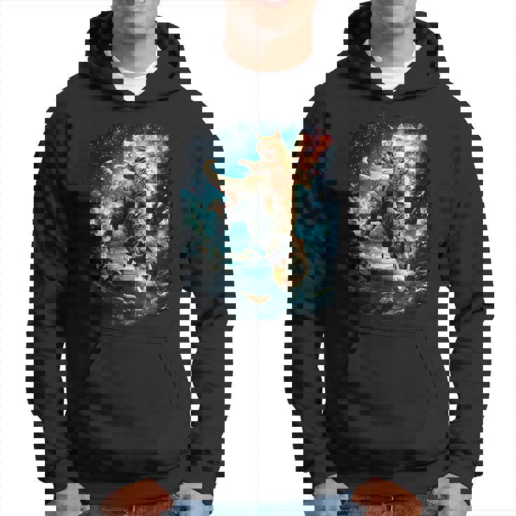 Chat De L'espace À Chevalur Le Dinosaure T Rex Sweat à capuche