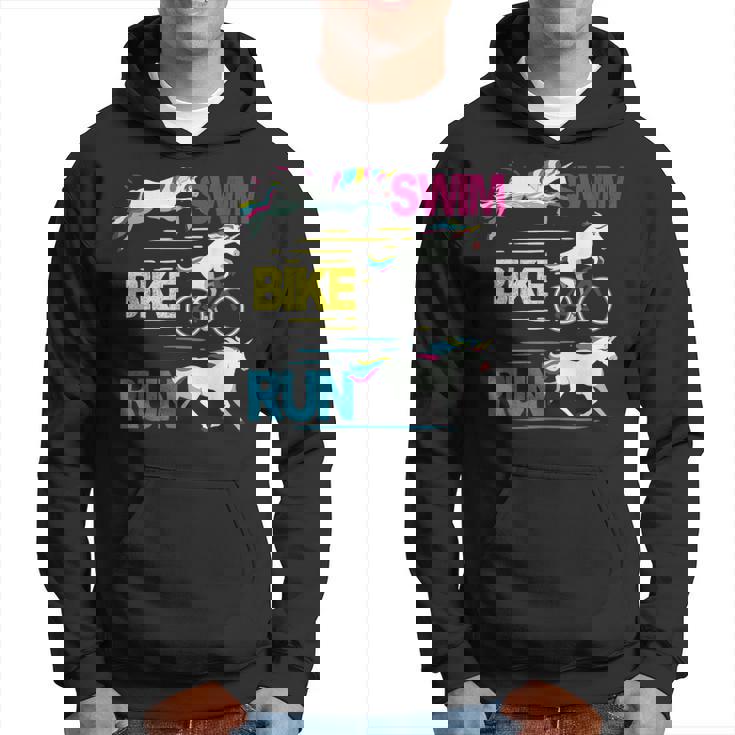 Course Natationélo Licorne Drôle Triathlète Triathlon Sweat à capuche