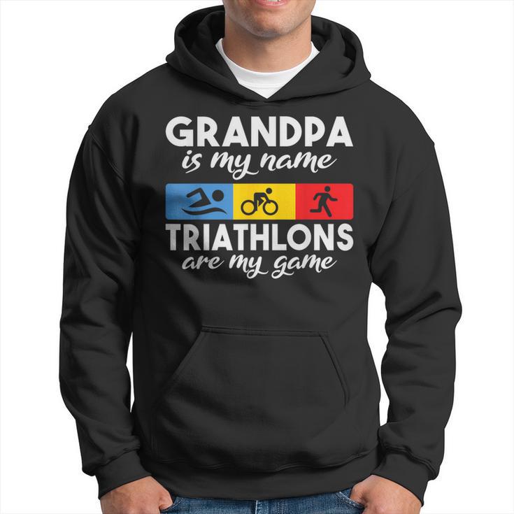 Grand-Père Est Mon Nom Les Triathlonsont Mon Jeu Triathlon Papy Sweat à capuche