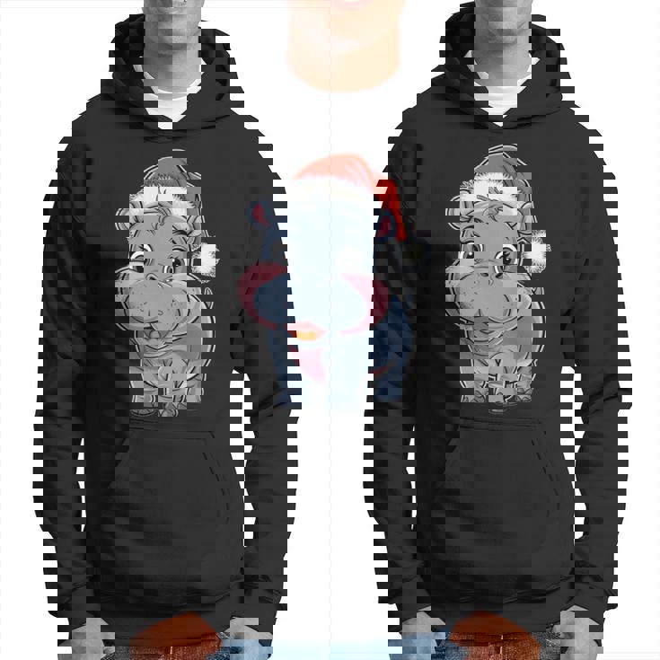 Joli Petit Hippopotame Chapeau De Père Noël Coloré Amusant Manche Longue Sweat à capuche