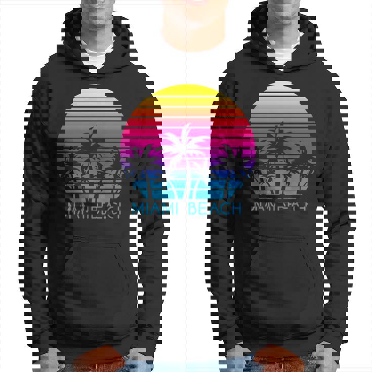 Miami Beach Florida Retrointage Atardeceracacionesiajes Manga Larga Sudadera