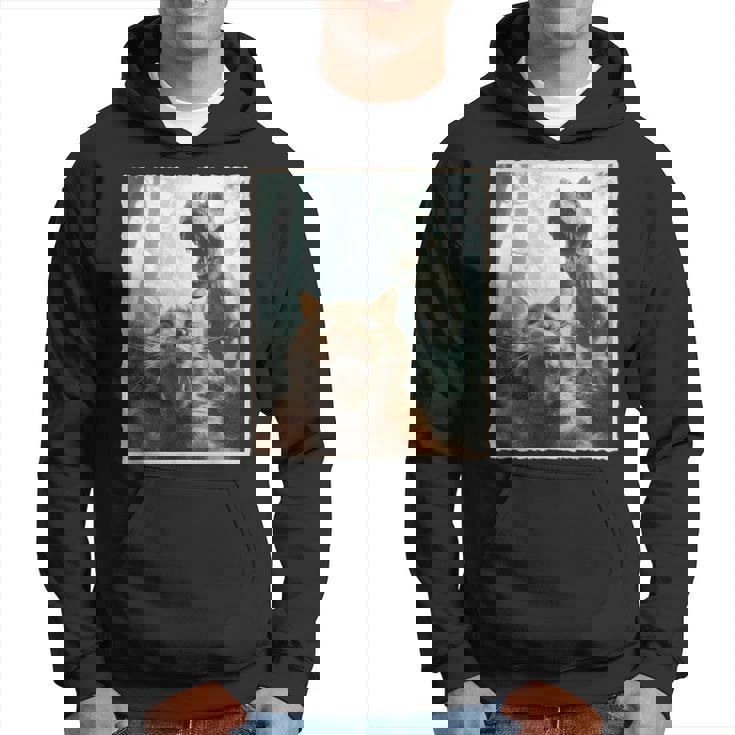 Selfie De Chat Avec Dinosaure Photo De Chat Effrayée Amusante Sweat à capuche