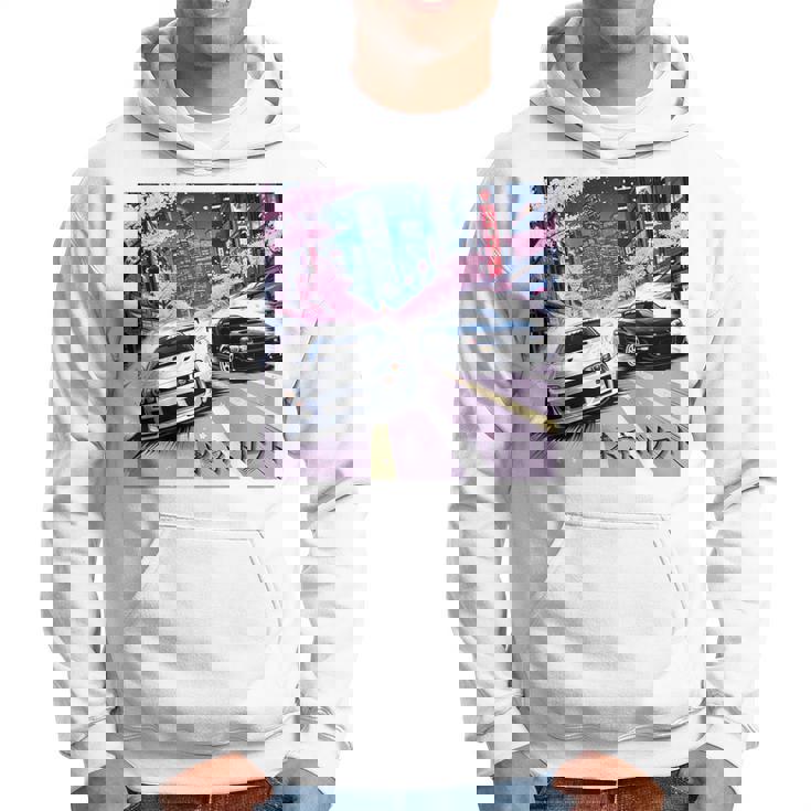 Deuxoitures De Course Jdm Japan Drifting Tokyokylineur Le Dos Sweat à capuche