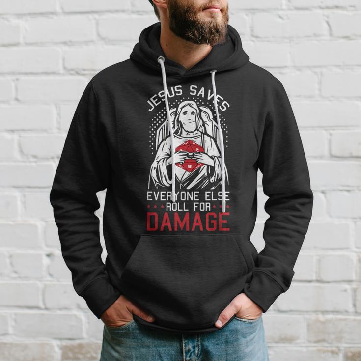 Jesusaves Everyone Else Roll For Damage Jeu De Rpg De Noël Sweat à capuche Cadeaux pour lui