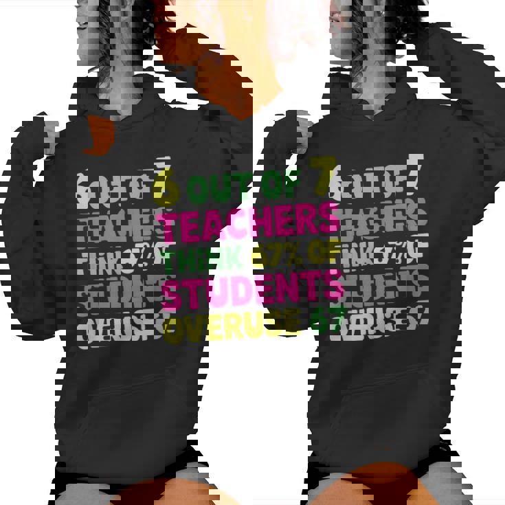 67 Teacher Teacher 6 7 Overuse 67 Women Hoodie