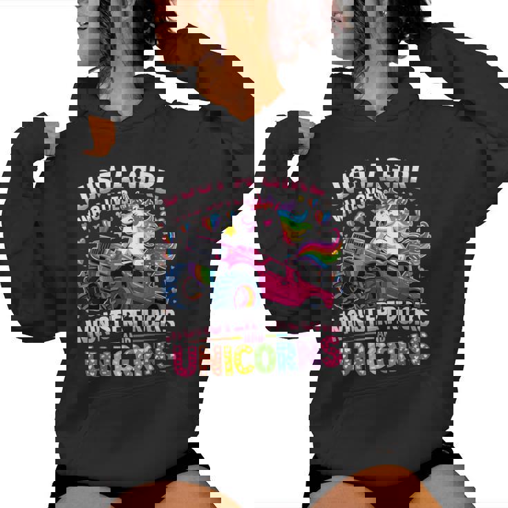 Just A Girl Who Loves Monster Trucks And Unicorns Women Hoodie
