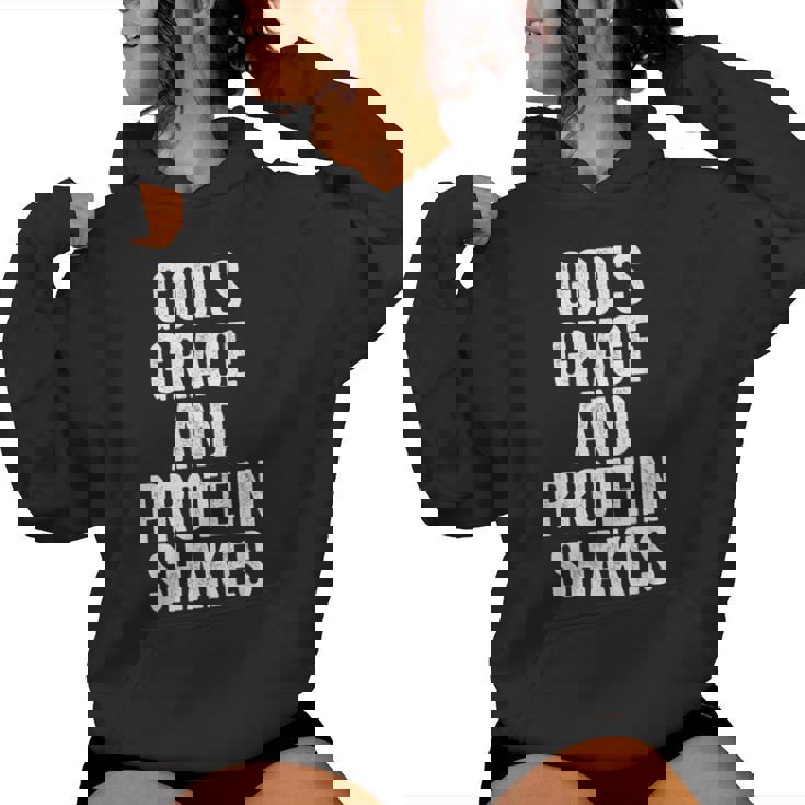 God’S Grace And Protein Shakes Christian Workout Fitness Gym Women Hoodie