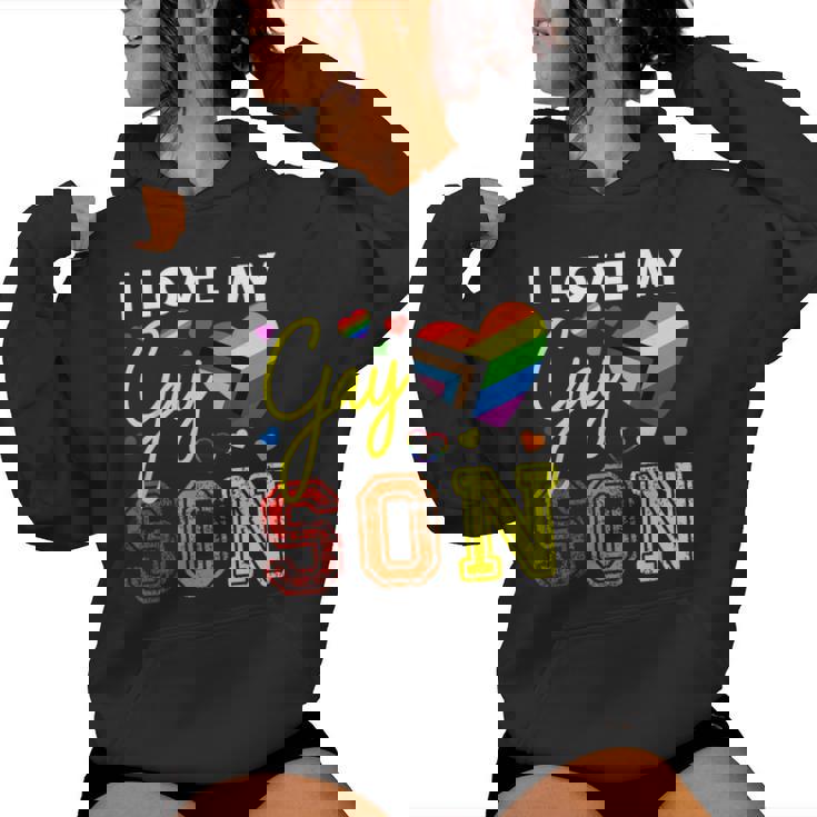 Io Amo Il Mio Gay Figlio Lgbt Orgoglio Mamma Papà Felpa con cappuccio da donna