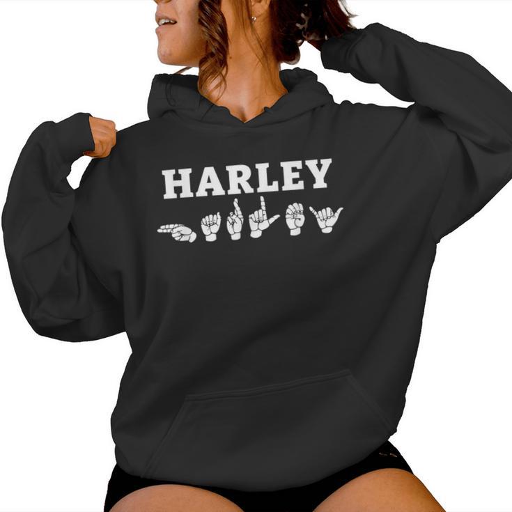 Nom Personnalisé Harley Asl Teacher Deaf Sweat à capuche femme