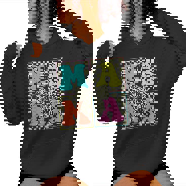 Retro Checkered Mama Coquette Bow Mother’S Day Mom Women Hoodie