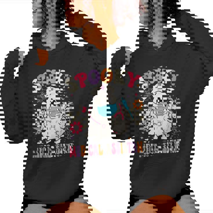 Spooky Medical Assistant Halloween Groovy Med Assistant Women Hoodie