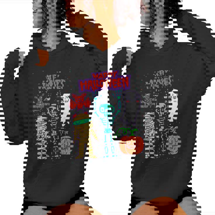 ハッピーハロウィン骨格かぼちゃかわいいゴーストキッズ男の子女の子 レディースパーカー