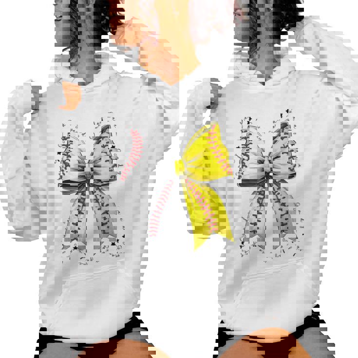Baseball Softball Bow Coquette Baseball Mom Mama Women Hoodie