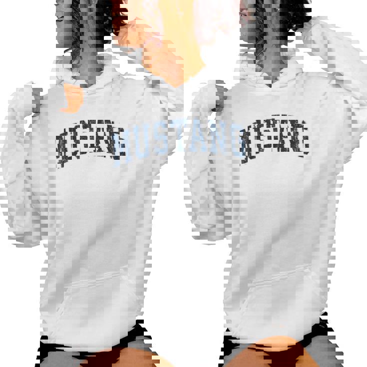 Mustang Oklahoma Ok Diseño Deportivointage Diseño Azul Marino Cuello Sudadera con capucha para mujer