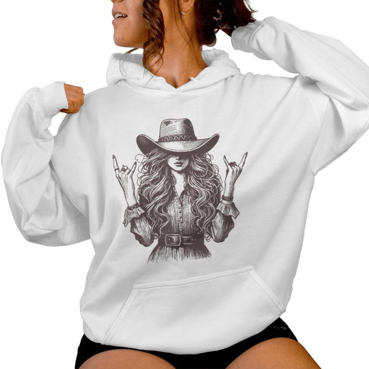 Rock And Roll Cowgirl Western Rodeo Girl Graphic Women Women Hoodie