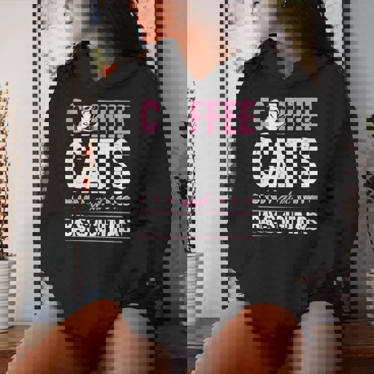 Coffee Cats And Bass Guitars ベースギタリスト 猫とコーヒー 長袖tシャツ レディースパーカー 彼女への贈り物