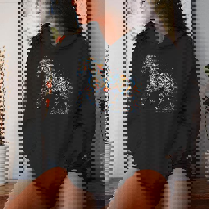 Horse Lover Majestic Horse 馬のグラフィック デザイン 長袖tシャツ レディースパーカー 彼女への贈り物